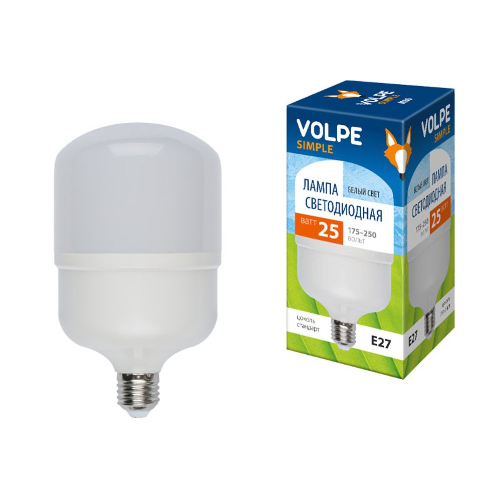LED-M80-25W/NW/E27/FR/S Лампа светодиодная с матовым рассеивателем. Материал корпуса термопластик. Цвет свечения белый. Серия Simple. Упаковка картон.