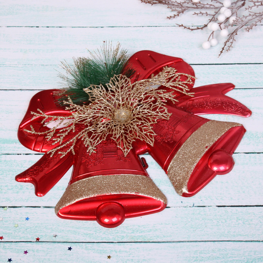 Украшение новогоднее «Колокольчики волшебные» 35*27 см, Красный