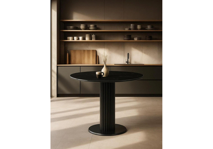 Керамический стол Woodville Кэмерон 90х90х75 черный мрамор shakespeare black, черный, ножки черные