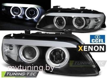 Передние фары XENON ANGEL EYES CCFL BLACK для BMW X5 E53 LCI