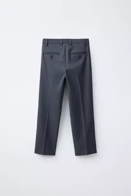 ZARA КОСТЮМНЫЕ БРЮКИ ИЗ РЕЛЬЕФНОЙ ТКАНИ, МОРСКОЙ СИНИЙ