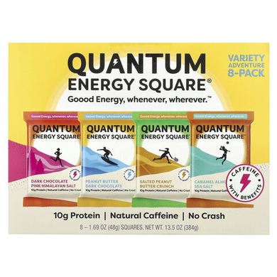 Quantum Energy Square, Variety Adventure, 8 штук, 8 квадратов, 48 г (1,69 унции)