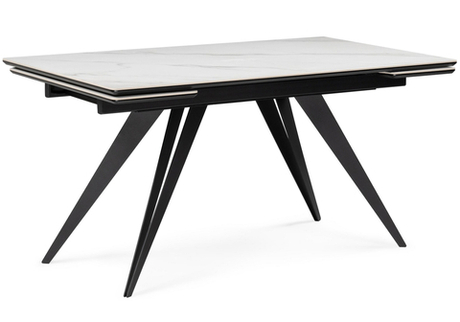 Керамический стол Woodville Дарвин 160(220)х89 белый мрамор snow white, черный