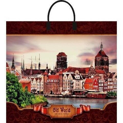 Пакет с пластиковой ручкой ПВД 38х35 (90 мкм) "Старый свет" лам. (10/100 шт.) Интерпак