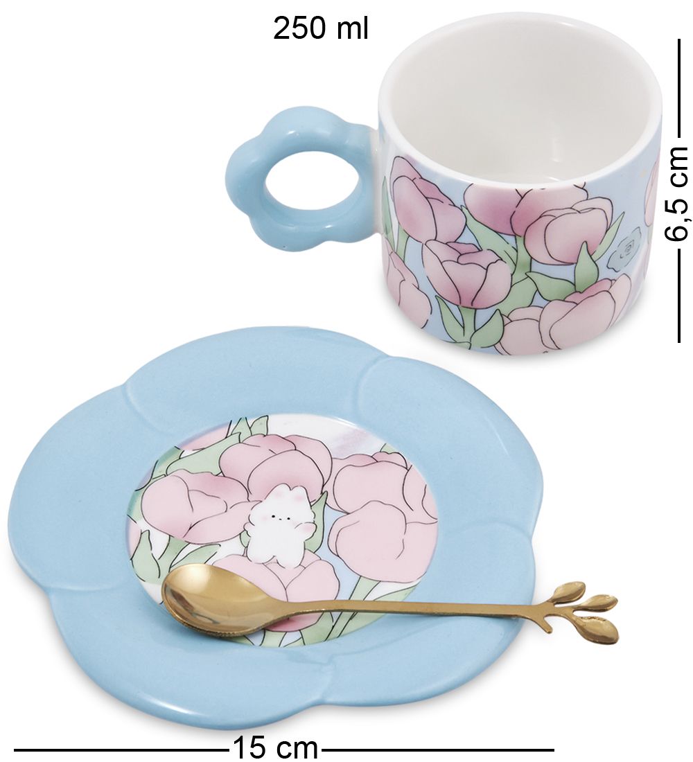 MUG-422/2 Чайная пара «Зайчонок в тюльпанах»