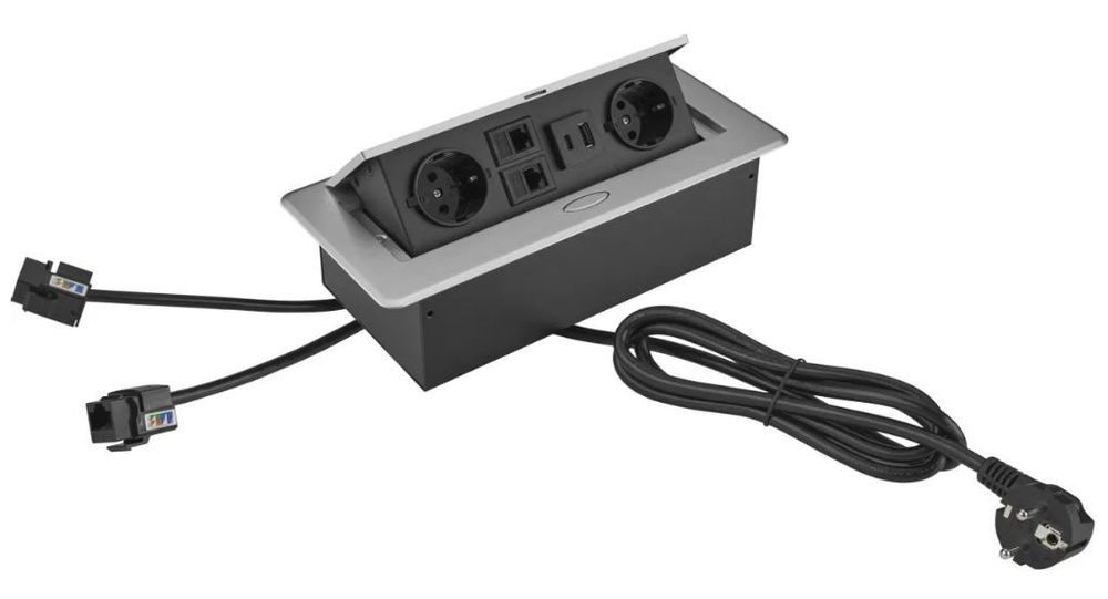 Блок розеток  Cactus CS-SOCKET-EU2-USBA/C-NET