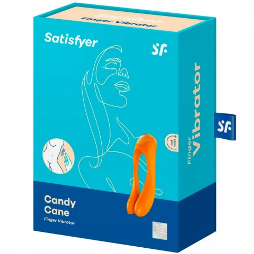Мини вибратор на палец Satisfyer Candy Cane оранжевый