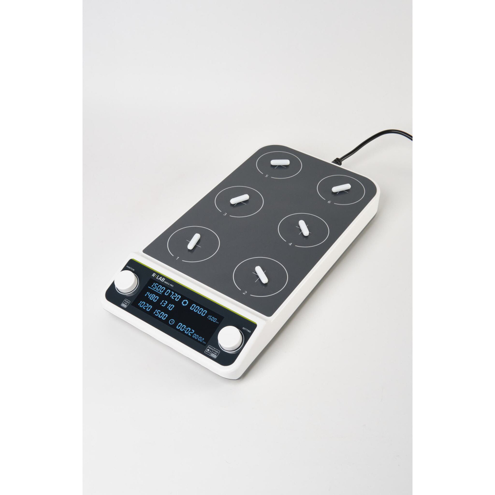 Мешалка магнитная RLAB MMS6Pro, 50-1500 об/мин, многопозиционная, 6 секций по 500 мл