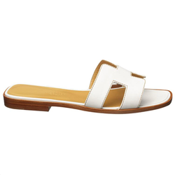 Hermes Oran leather simple Fashion sandals Women's white, H021056Z 02