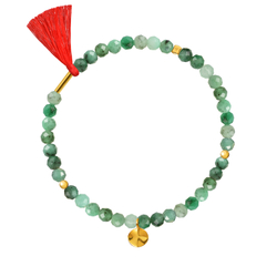 браслет из изумрудов с золотым мятым листом