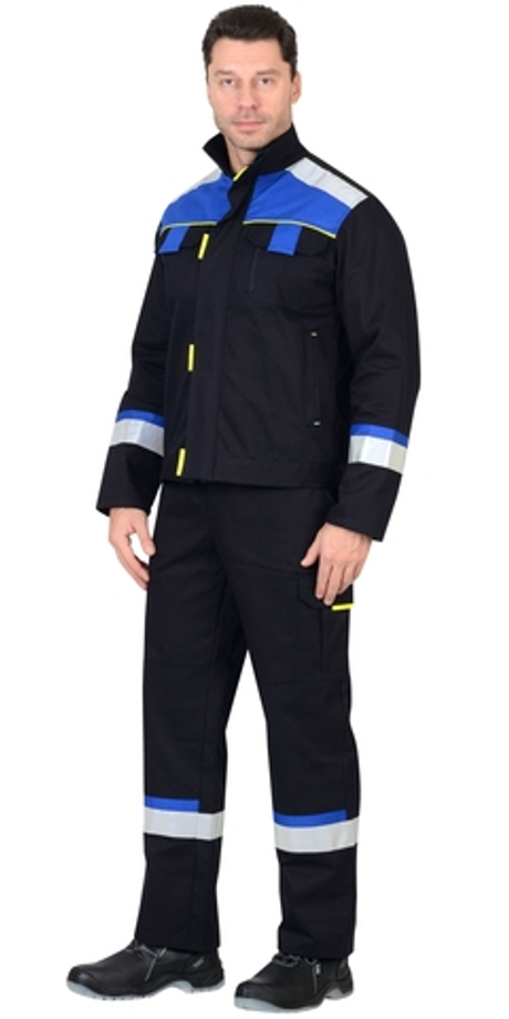 Костюм "БОСТОН": кур, п/к. син. с вас. и чер. отд. (узб.Саржа) пл. 320 г/кв.м