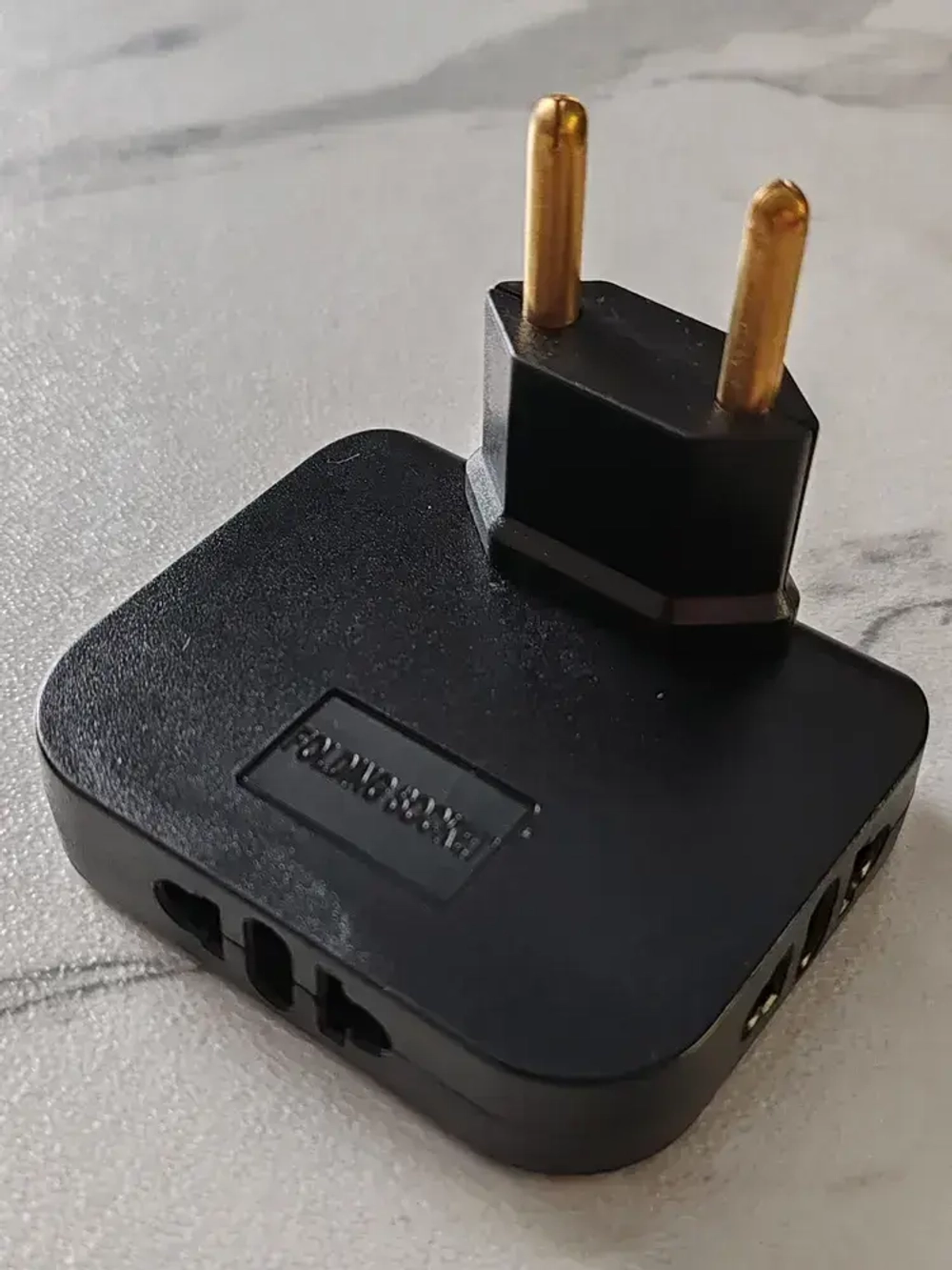 Тройник плоский поворотный, черный, 180 градусов 3х220В (БЕЗ USB) для розетки, сетевой разветвитель электрический, черный переходник