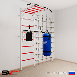 Шведская стенка Sv Sport 52230 (Турник рукоход/Брусья/Цепь/Мешок 30кг/Канатный лаз)