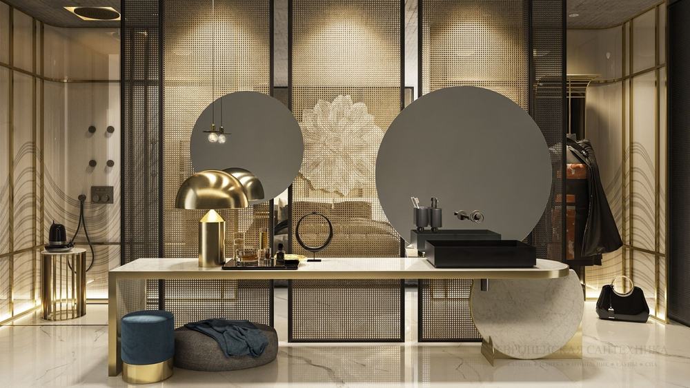 Смеситель для раковины Gessi Anello, настенный, длинный излив, встраиваемый, цвет Antique Brass