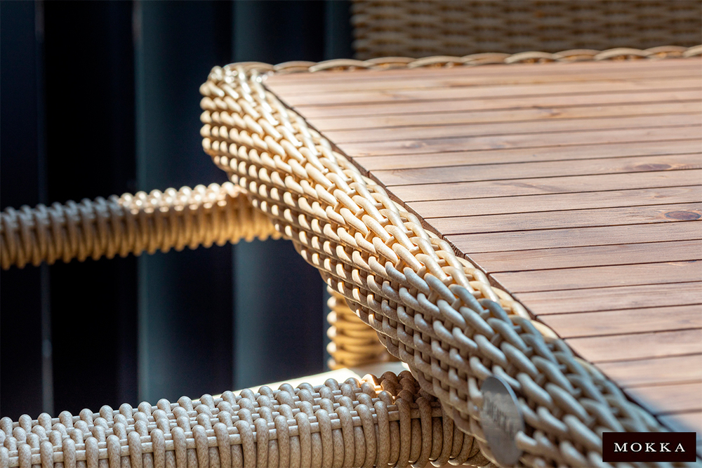 Стол прямоугольный с деревянной столешницей MOKKA BELLA, соломенный