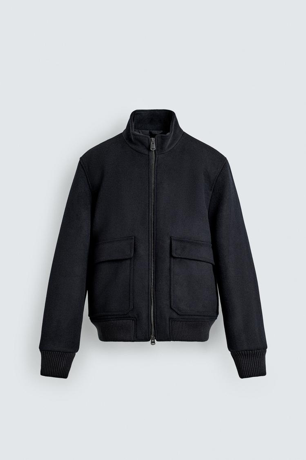 ZARA СТЕГАНАЯ КУРТКА ИЗ ШЕРСТИ, МОРСКОЙ СИНИЙ