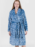 Уютный женский халат со звездочками (Размер: XXL) (Цвет: голубой)
