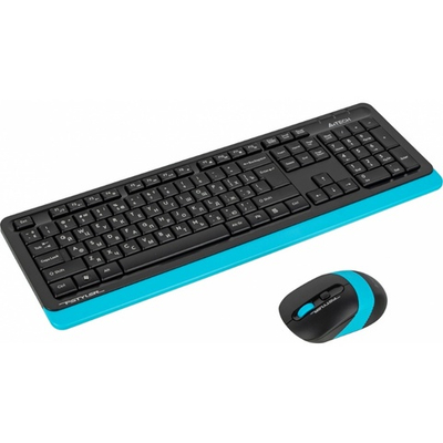 Комплект (клавиатура + мышь) A4Tech Fstyler FG1010, черный/синий (мембранная, беспроводная 2.4 GHz)