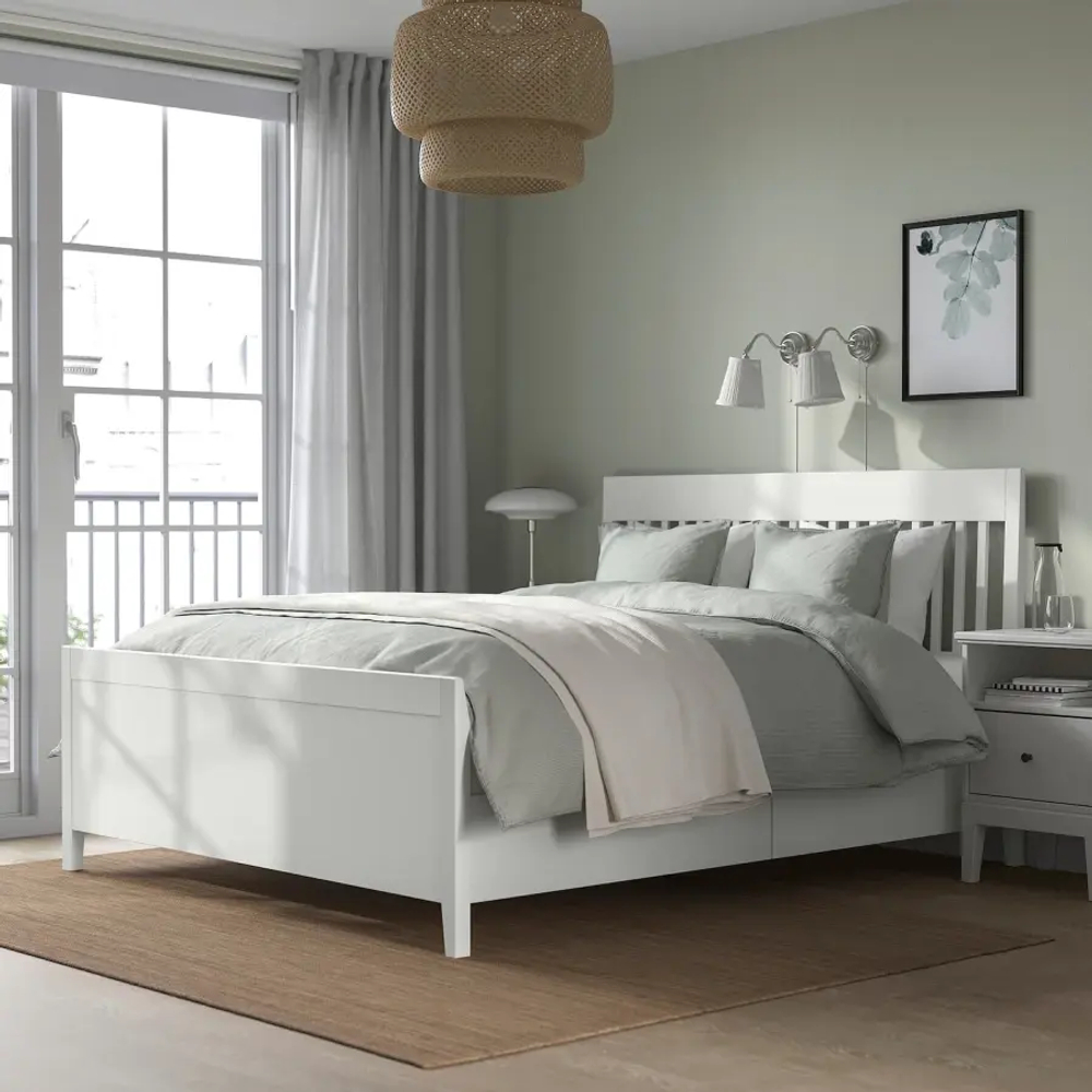 Каркас кровати с выдвижными ящиками - IKEA IDANÄS/IDANAS/LÖNSET/LONSET, 200х160 см, белый, ИДАНЭС/ЛОНСЕТ ИКЕА
