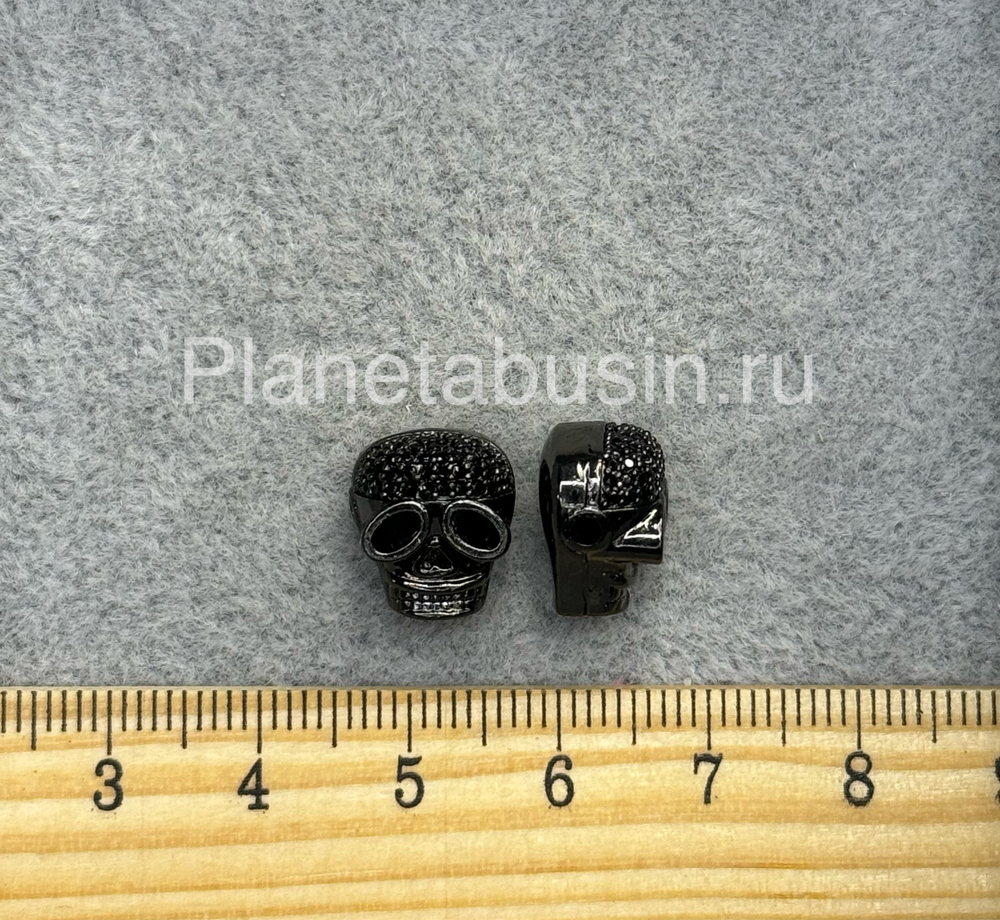 Бусины люкс (Корея) Череп гематит 0063