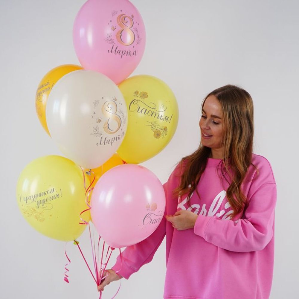 С 8 марта, Ассорти Пастель, латексный шар 50шт.