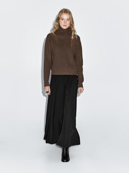Massimo Dutti Длинная расклешенная юбка с пуговицами, черный