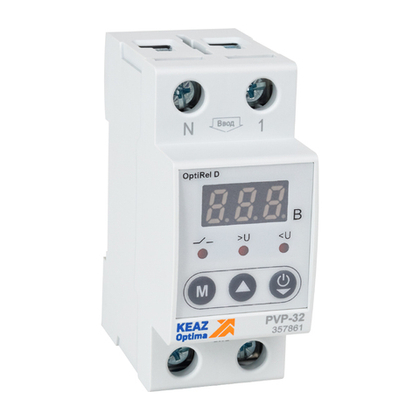 Реле напряжения OptiRel D PVС-63 с ЖК-дисплеем и контролем тока 63А КЭАЗ