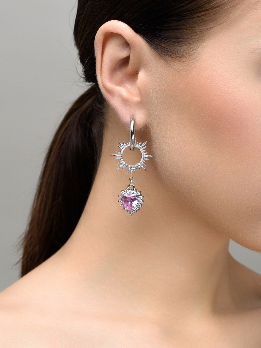 Серьги "Sun Cross Heart" Silver