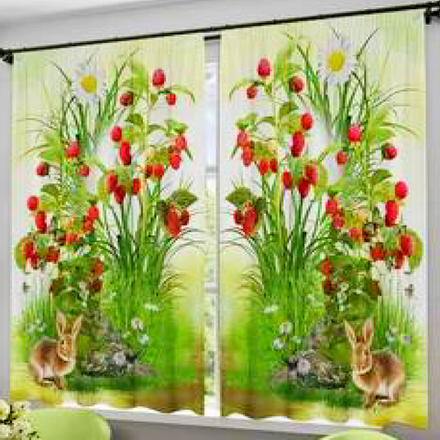 Фотошторы для кухни "В. ЗЕМЛЯНИЧНЫЙ БУКЕТ", Россия.