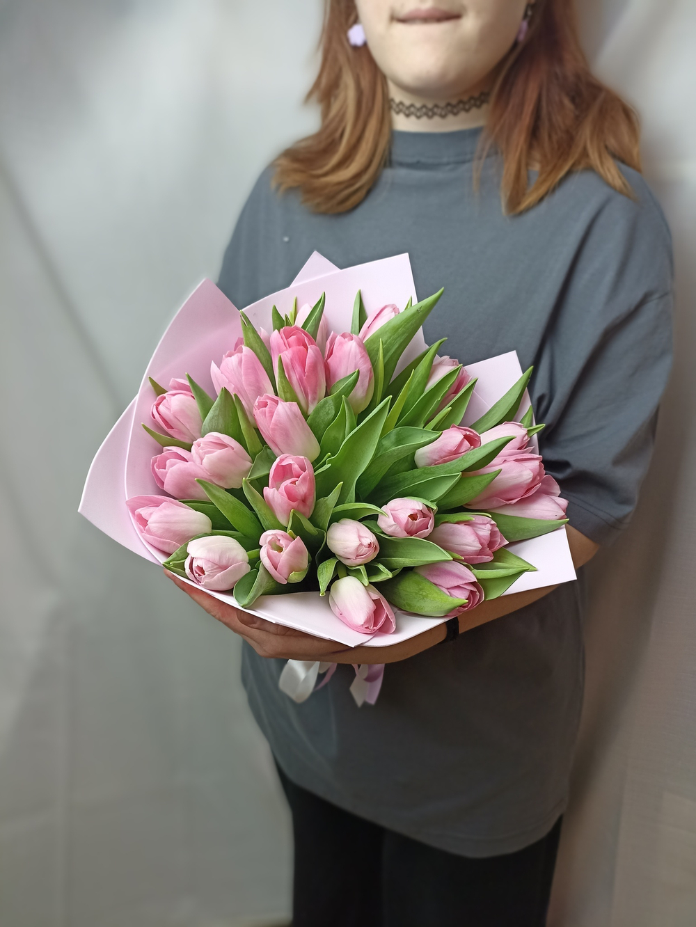 Букет розовых тюльпанов 25 шт.