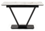 Керамический стол Woodville Бугун 120(160)х80х77 белый мрамор глянец, черный, ножки черные
