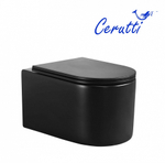 Унитаз подвесной Ceruttispa ТАНАРО (TANARO) Aria MB CT9238 безободковый (490х365х355) черный матовый, ТЕРМООБЖИГ (не плёнка)