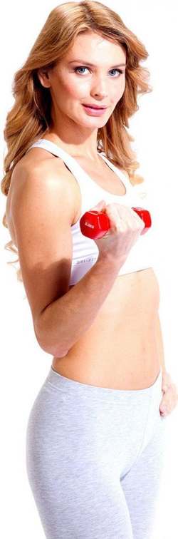 Гантель обрезиненная 1 кг, красная