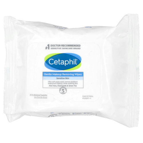 Cetaphil, Салфетки для деликатного снятия макияжа, 25 влажных салфеток