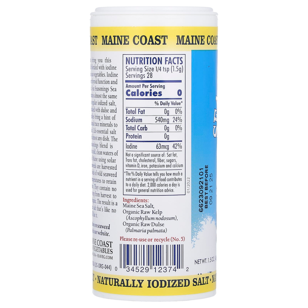 Maine Coast Sea Vegetables, Sea Seasonings, морская соль с морскими водорослями, 43 г (1,5 унции)