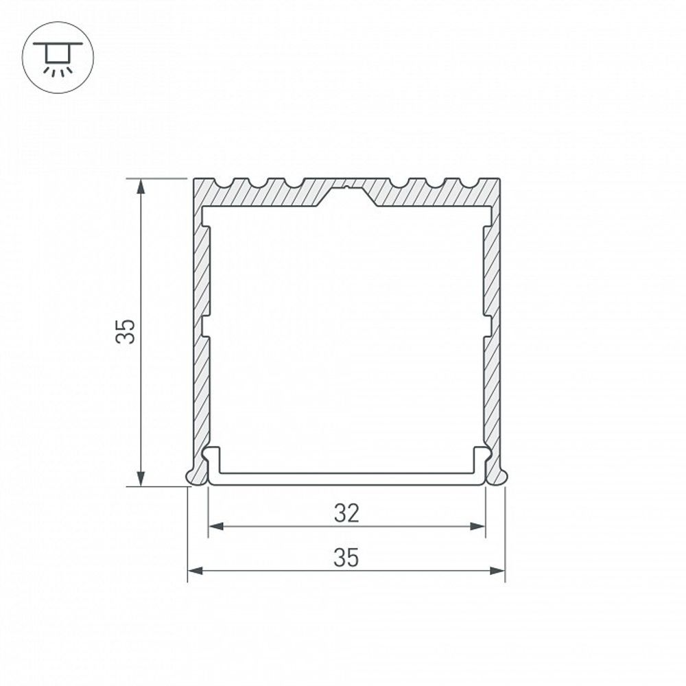 Профиль накладной Arlight ARH-POWER-W35-2000 ANOD 016138