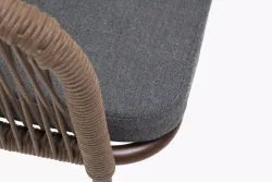 "Марсель" стул плетеный из роупа, каркас алюминий коричневый (RAL8016) муар, роуп коричневый круглый, ткань темно-серая 027