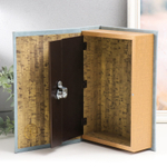 Шкатулка книга-сейф «Растительный узор», дерево и искусственная кожа, с замком, 27×18×7 см