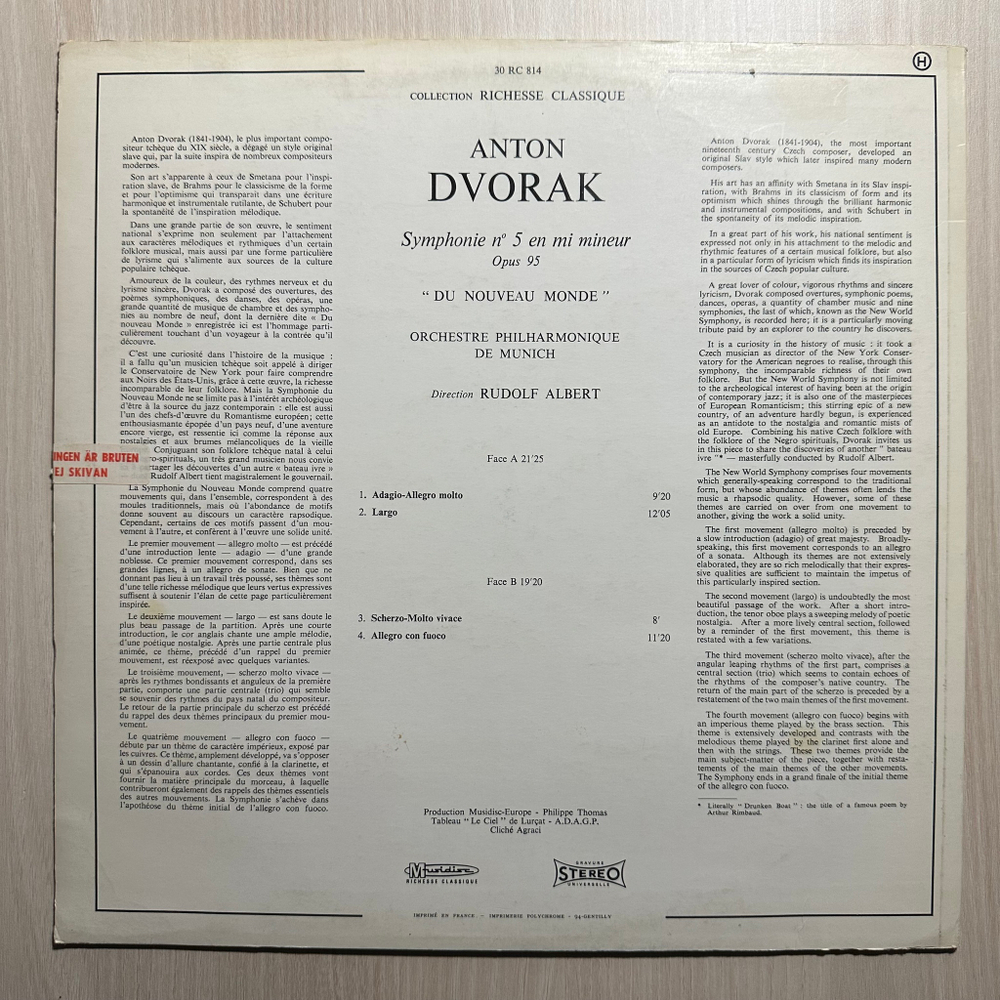Дворжак - Симфония № 5 ми минор «Из Нового Света» (Франция)Т
