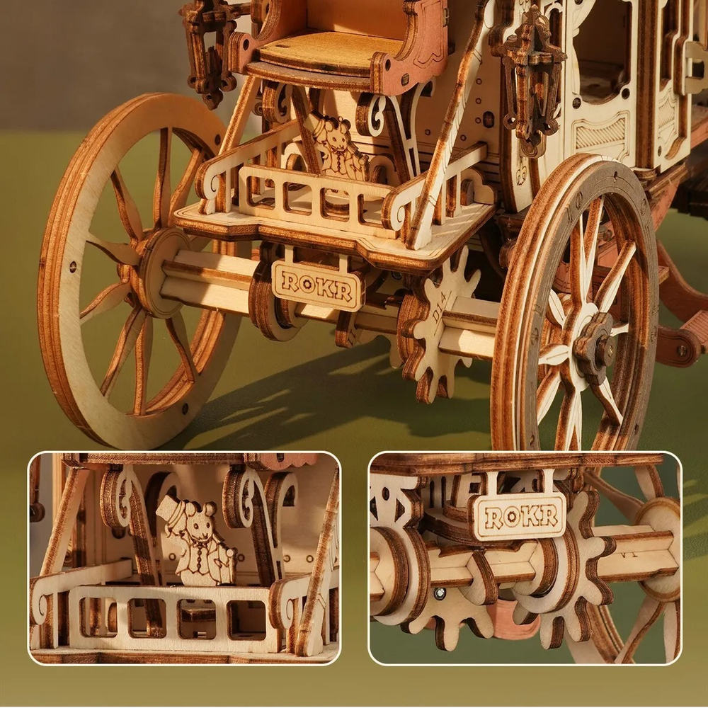 Деревянный конструктор Музыкальный Дилижанс Stagecoach Mechanical AMKA1 (ROKR)