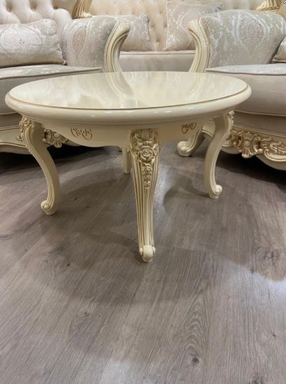 Стол журнальный ДЖОКОНДА  круглый крем глянец