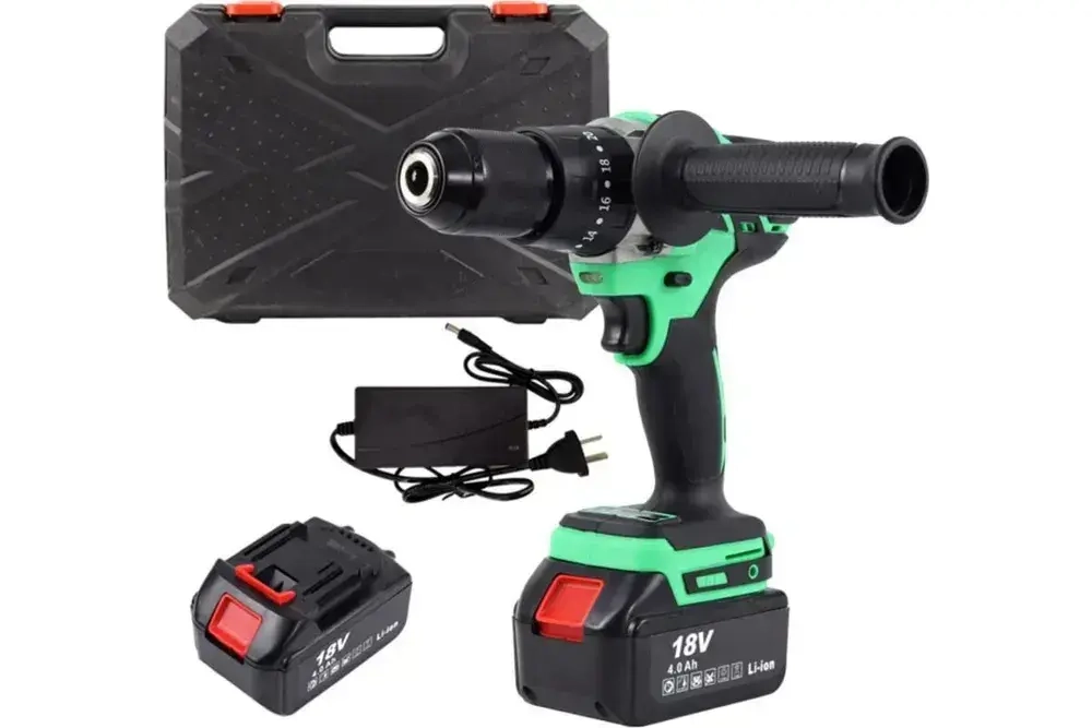 Дрель-шуруповерт аккумуляторная ударная Zitrek Green Impact 18V для рыбалки (18В, Li-ion 2x4.0Ач) рыбацкий ледобур ЗИТРЕК