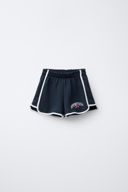 ZARA ШОРТЫ ИЗ МЯГКОЙ ТКАНИ С ПРИНТОМ В СТИЛЕ ПРЕППИ, АНТРАЦИТОВО-СЕРЫЙ