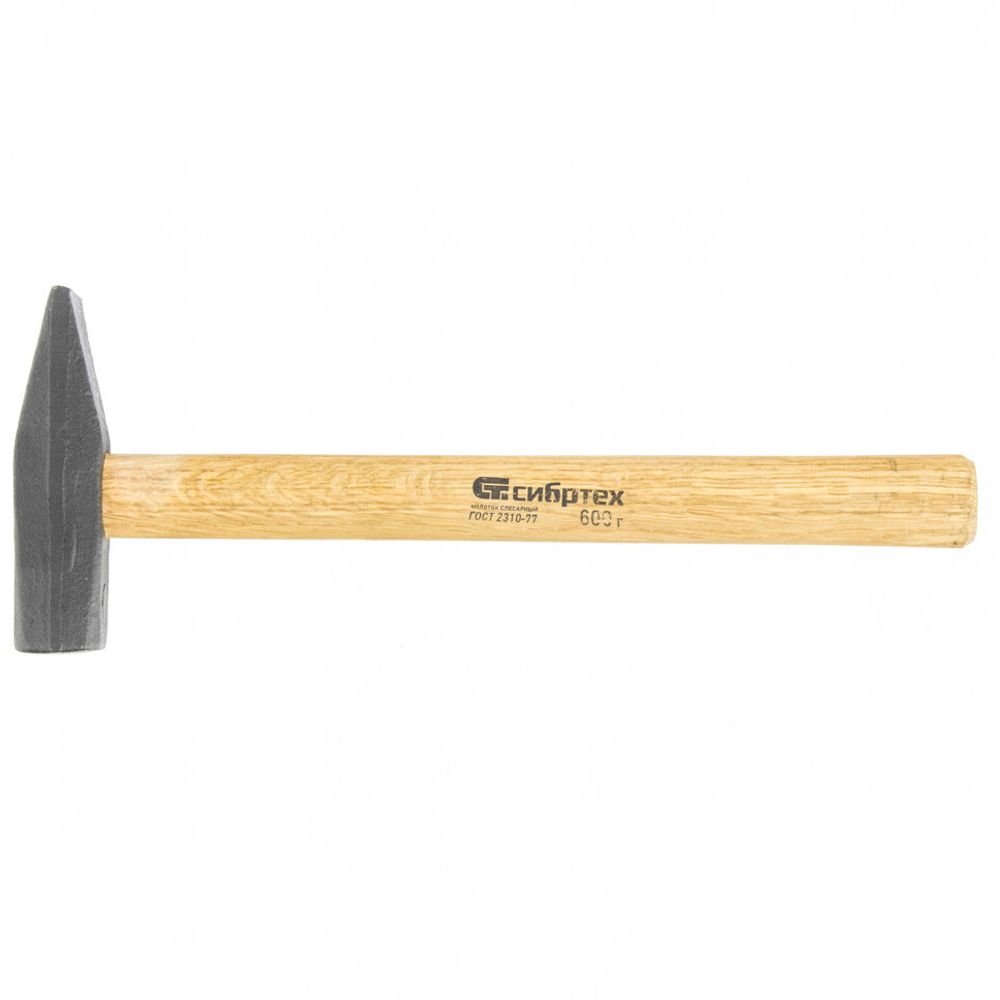 10219 Молоток слесарный, 600 г, квадратный боек, деревянная рукоятка Сибртех