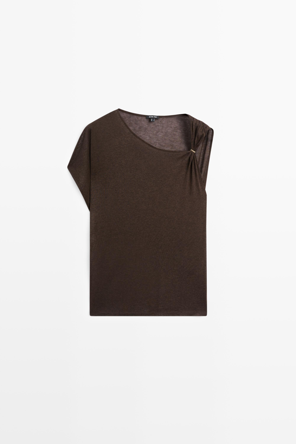 Massimo Dutti Асимметричный топ со спущенными плечевыми швами, пестро-коричневый