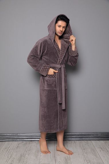 Мужской велюровый халат с капюшоном 1260 Nusa