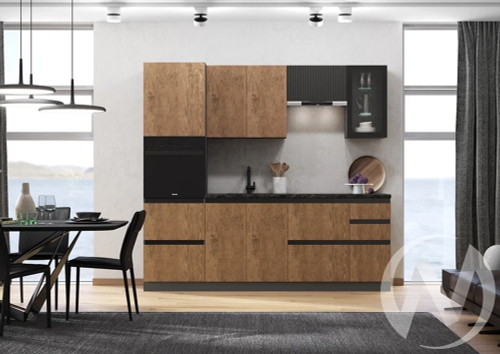 Кухня Техно-6 2;4м (графит/экзотическое дерево амазония; графит софт/кастилло темный)