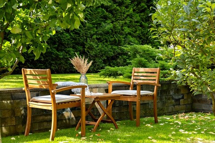 Кофейный комплект из акации Joygarden КАРО c низким столом, слоновая кость