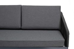 "Канны" диван модульный плетеный из роупа, каркас алюминий темно-серый (RAL7024) муар, роуп темно-серый круглый, ткань темно-серая 027