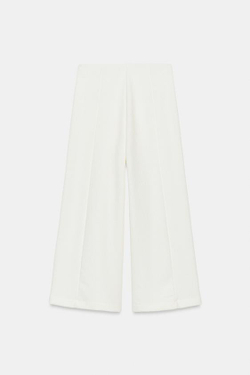 ZARA БРЮКИ-КЮЛОТЫ ИЗ РЕЛЬЕФНОЙ ТКАНИ, ЭКРЮ/ТЕМНО-СИНИЙ